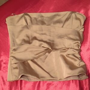 BCBGMaxAzria Coral and Beige Strapless Blouse
